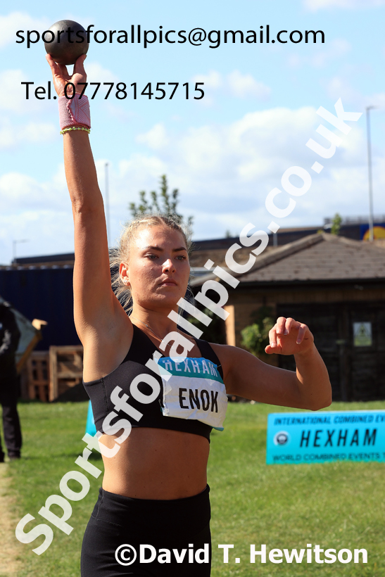 Heptathlon shot putt, 2025 EAP International Combined Events, Hexham, Northumberland.  Photo: David T. Hewitson/Sports for All Pics